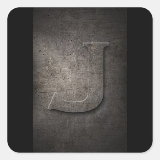 Rustic Metal J Monogram Vierkante Sticker (Voorkant)