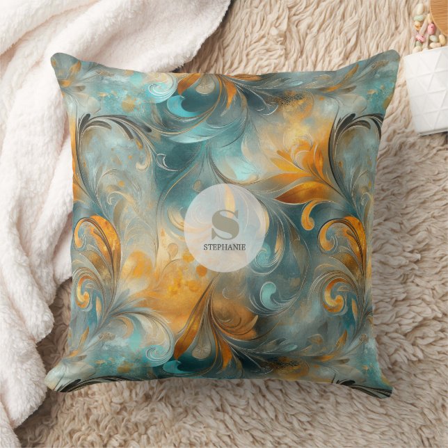 Rustic Metallic Paisley Abstract --geïnspireerd Kussen (Deken)