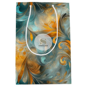 Rustic Metallic Paisley Abstract --geïnspireerd Medium Cadeauzakje