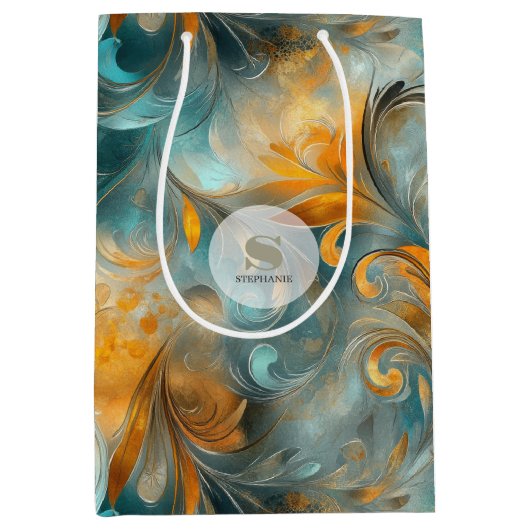 Rustic Metallic Paisley Abstract --geïnspireerd Medium Cadeauzakje (Voorkant)