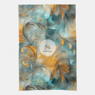 Rustic Metallic Paisley Abstract --geïnspireerd Theedoek