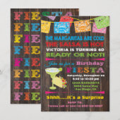 Rustic Mexican Fiesta Birthday Party Invitation Kaart (Voorkant / Achterkant)