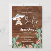 Rustic Mexican Silver Charro Boy Bautizo Kaart (Voorkant)