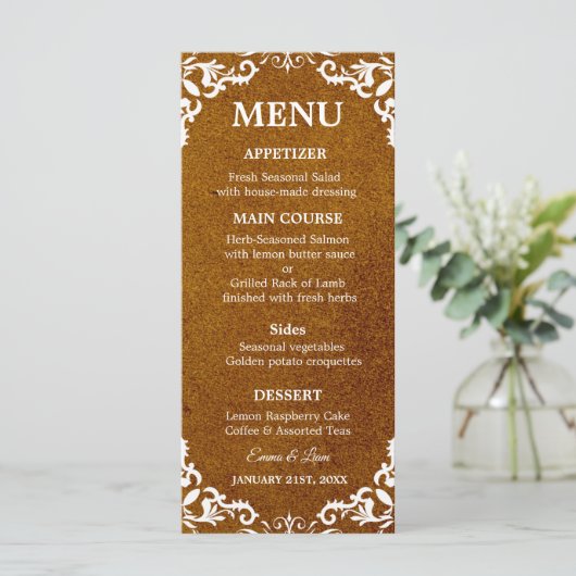 Rustic Mexican Wedding Menu Card (Staand voorkant)