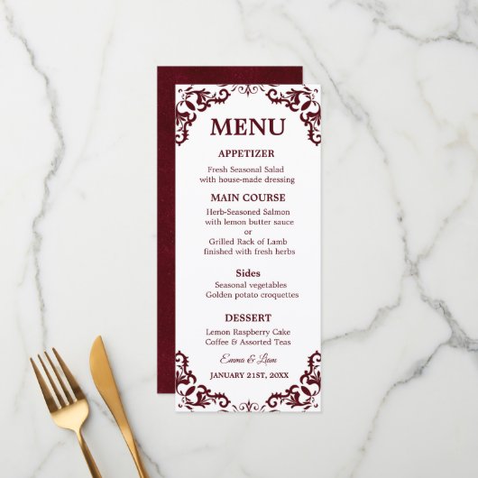 Rustic Mexican Wedding Menu Card (Voorkant / Achterkant in situ)
