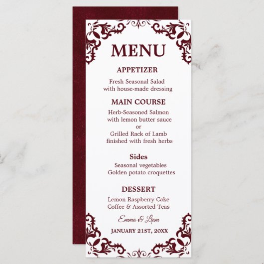 Rustic Mexican Wedding Menu Card (Voorkant / Achterkant)