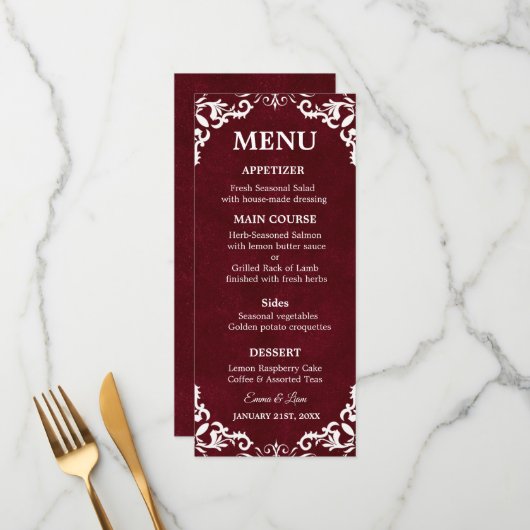 Rustic Mexican Wedding Menu Card (Voorkant / Achterkant in situ)