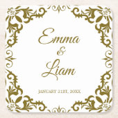 Rustic Mexican Wedding Paper Coasters Kartonnen Onderzetters (Voorkant)