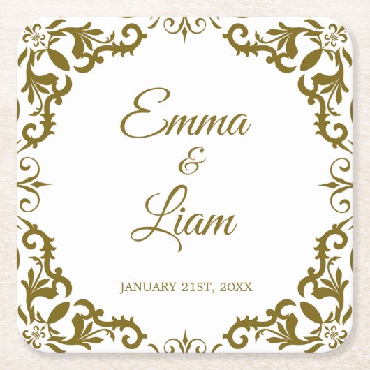 Rustic Mexican Wedding Paper Coasters Kartonnen Onderzetters (Voorkant)