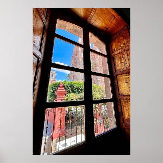 Rustic Mexico - Oude stadskerk uit Balcony Poster (Voorkant)