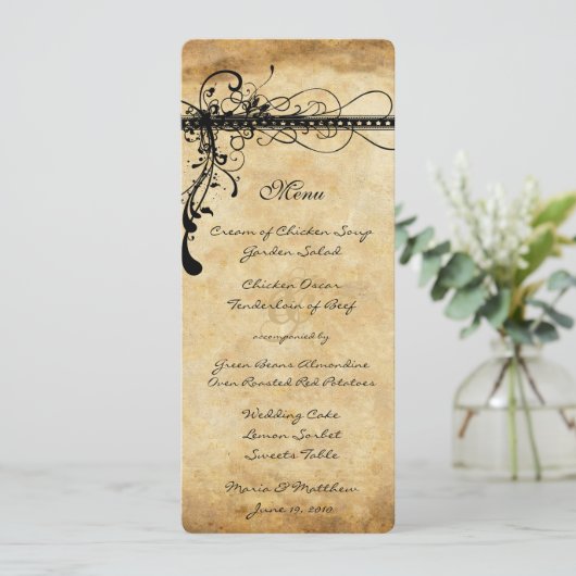 Rustic middeleeuwse renaissance Wedding Menu (Staand voorkant)