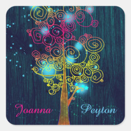 Rustic Midnight Blue Forest Wedding Vierkante Sticker