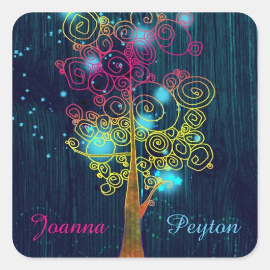 Rustic Midnight Blue Forest Wedding Vierkante Sticker (Voorkant)