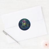 Rustic Midnight Blue Woodland Wedding Ronde Sticker (Envelop)