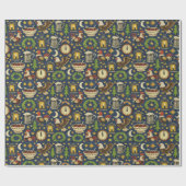 Rustic Midnight Revelry Folk Pattern Cadeaupapier (Vlak)