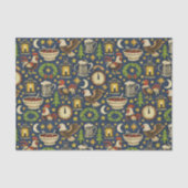 Rustic Midnight Revelry Folk Pattern Tissuepapier (Voorkant)