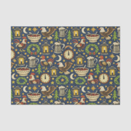 Rustic Midnight Revelry Folk Pattern Tissuepapier