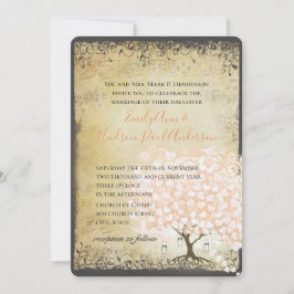 Rustic Millennial Roze Hart Blad Boom Bruiloft Kaart