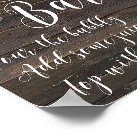 Rustic Mimosa Bar Weddenschap zwart Roze Poster (Hoek)