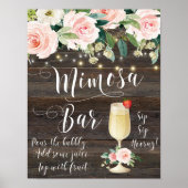 Rustic Mimosa Bar Weddenschap zwart Roze Poster (Voorkant)