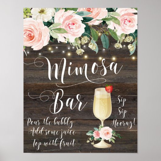 Rustic Mimosa Bar Weddenschap zwart Roze Poster (Voorkant)