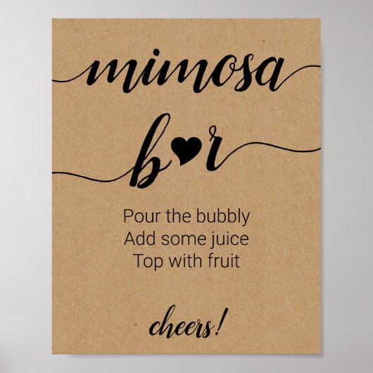 Rustic Mimosa Bar Wedding Poster (Voorkant)