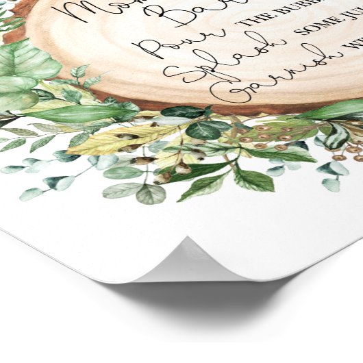 Rustic Mimosa Ma-osa Bar Greenery Baby shower Poster (Hoek)