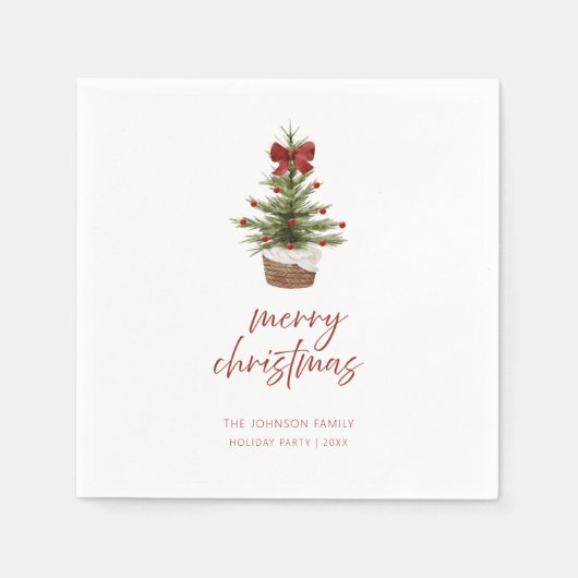 Rustic Mini Christmas Tree Holiday Party Napkins Servet (Voorkant)