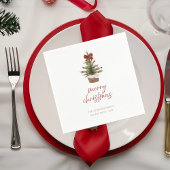 Rustic Mini Christmas Tree Holiday Party Napkins Servet
