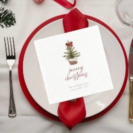Rustic Mini Christmas Tree Holiday Party Napkins Servet