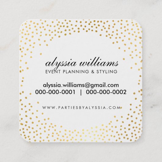 RUSTIC MINI CONFETTI schattig luxe halo gouden fol Vierkante Visitekaartje (Achterkant)