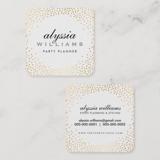 RUSTIC MINI CONFETTI schattig luxe halo gouden fol Vierkante Visitekaartje (Voorkant / Achterkant)