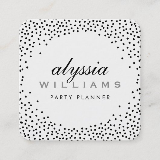 RUSTIC MINI CONFETTI schattig luxe halo zwart wit Vierkante Visitekaartje (Voorkant)