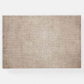 Rustic Minimal Brown Burlap Linen Wedding Gastenboek (Achterkant)
