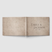 Rustic Minimal Brown Burlap Linen Wedding Gastenboek (Volledig)