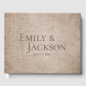 Rustic Minimal Brown Burlap Linen Wedding Gastenboek (Voorkant)