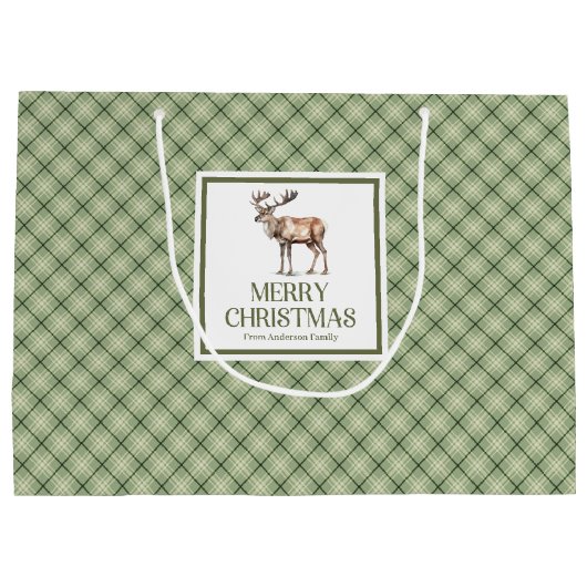 Rustic Minimal Christmas Gift Bag Earthy Neutrals Groot Cadeauzakje (Achterkant)