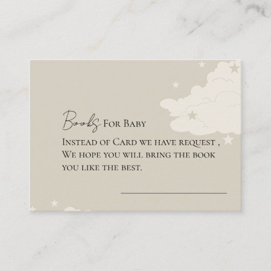 Rustic Minimal Cloud Book voor baby Request Informatiekaartje (Voorkant)