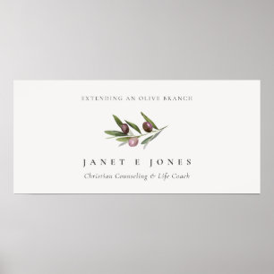 Rustic Minimal Olive Branch Fauna Business Poster