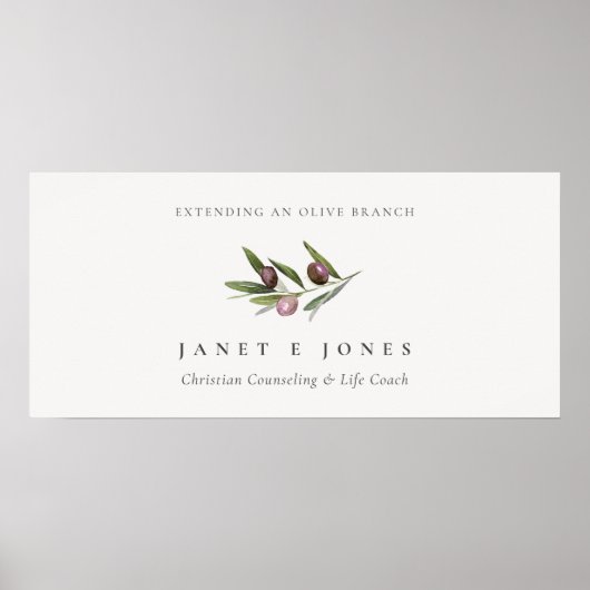 Rustic Minimal Olive Branch Fauna Business Poster (Voorkant)