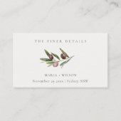 Rustic Minimal Olive Branch Fauna Wedding Website Visitekaartje (Voorkant)