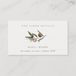 Rustic Minimal Olive Branch Fauna Wedding Website Visitekaartje