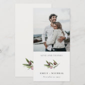 Rustic Minimal Olive Branch Foliage Wedding Photo Bedankkaart (Voorkant / Achterkant)