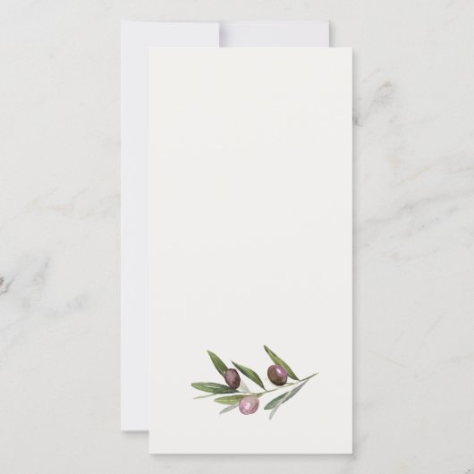 Rustic Minimal Olive Branch Foliage Wedding Photo Bedankkaart (Achterkant)