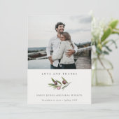 Rustic Minimal Olive Branch Foliage Wedding Photo Bedankkaart (Staand voorkant)