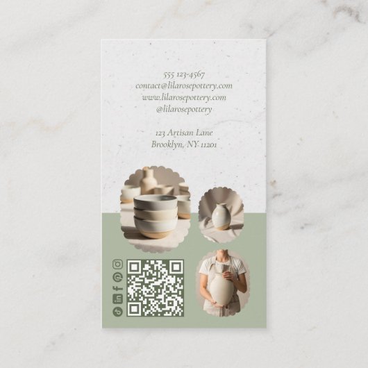 Rustic Minimal Pottery Photo Collage Business Card Visitekaartje (Achterkant)