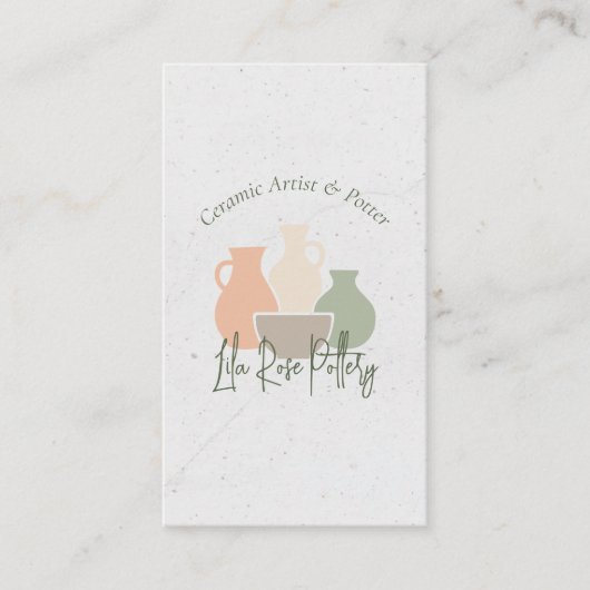 Rustic Minimal Pottery Photo Collage Business Card Visitekaartje (Voorkant)