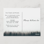 Rustic Minimalis Pine Trees Woodland Postponed Briefkaart (Achterkant)