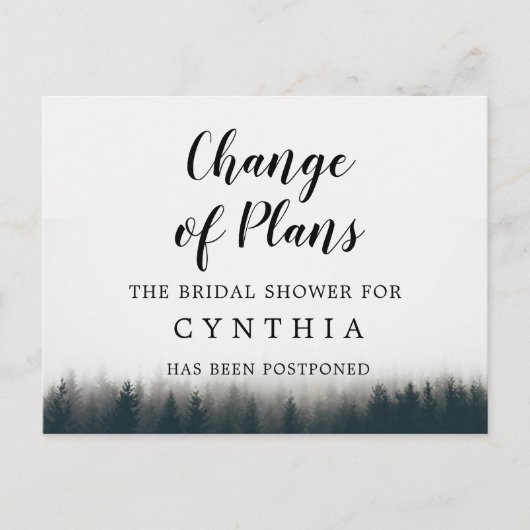 Rustic Minimalis Pine Trees Woodland Postponed Briefkaart (Voorkant)