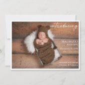 Rustic Minimalist Baby Photo Announcement Card Kaart (Voorkant)